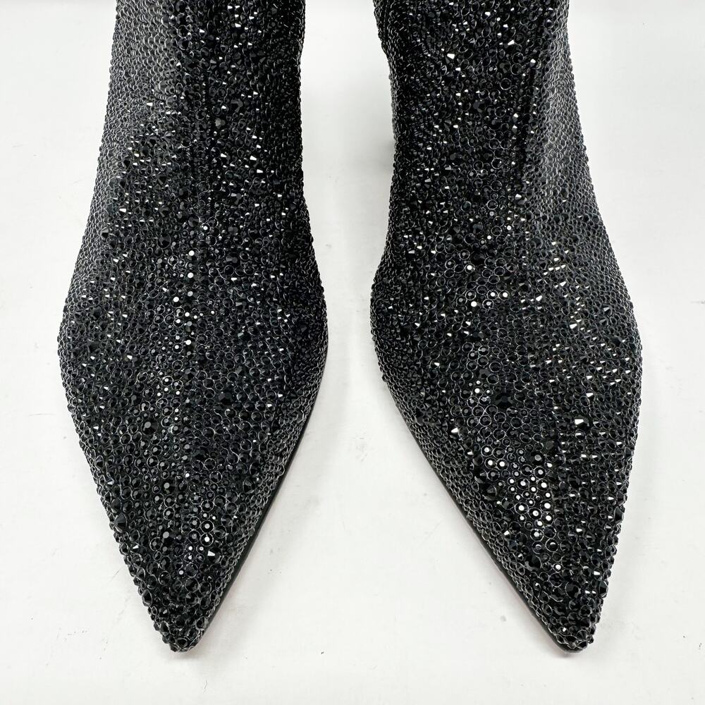 Christian Louboutin Aiglissima Strass Ankle Boots Black Block Heel Womens 10.5 - Picture 3 of 13